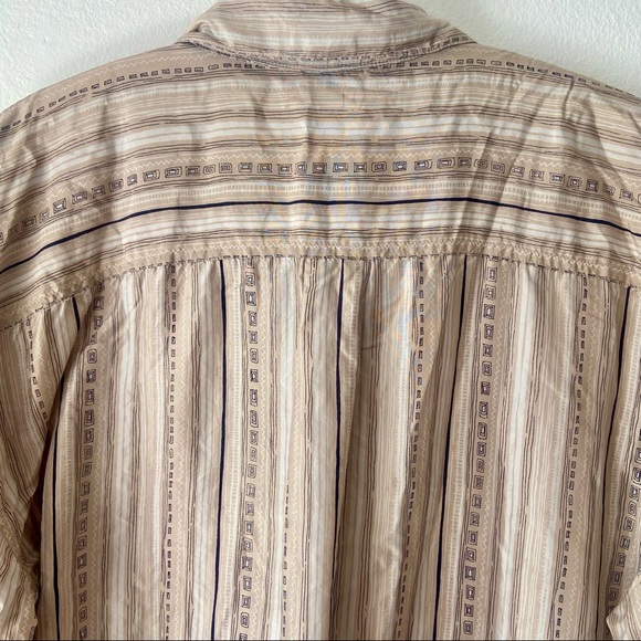 Vintage Silk Striped Button Up Shirt - Picture 4 of 6